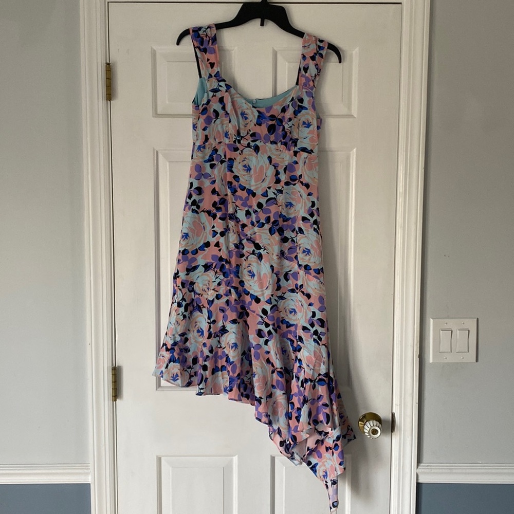 Like new, Nanette Lepore flowery asymmetrical dress